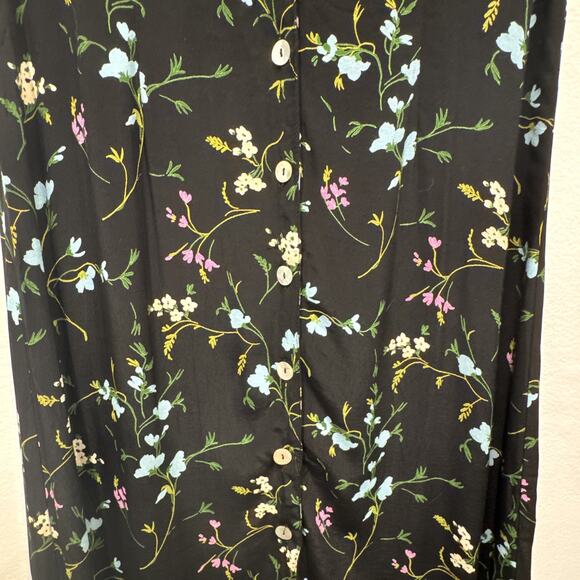 Vintage CAROL ANDERSON 90s Floral Short Sleeve Button Down Maxi Dress Tie Back - Picture 4 of 10